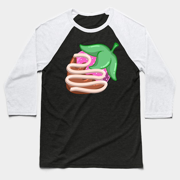 Chocolate Covered Strawberry With Drizzle Fresh Berry Dessert Design Baseball T-Shirt by Nemui Sensei Designs